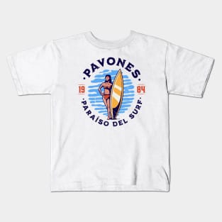 Vintage Pavones, Costa Rica Surfer's Paradise // Retro Surfing 1980s Badge B Kids T-Shirt